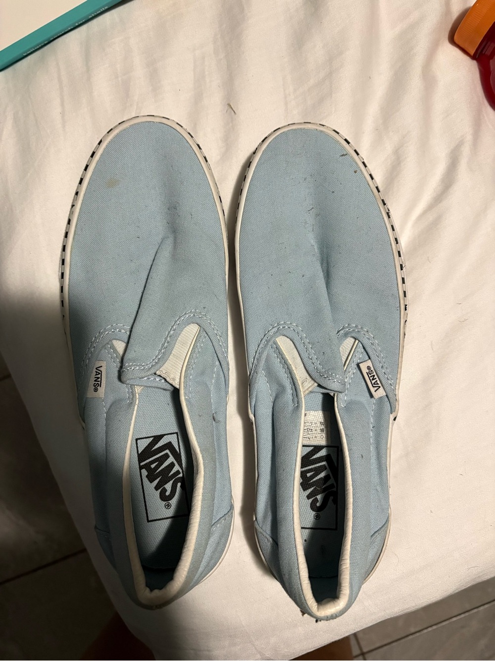 Vans Light Blue Canvas Slip-On Loafers